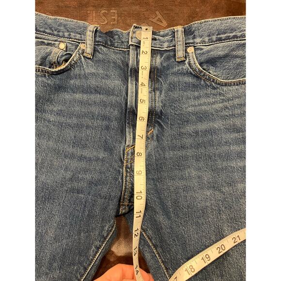 H&M &Denim Slim Straight Jeans Blue Stretch Mid Rise Size 32 Women’s Button Fly - Picture 12 of 15